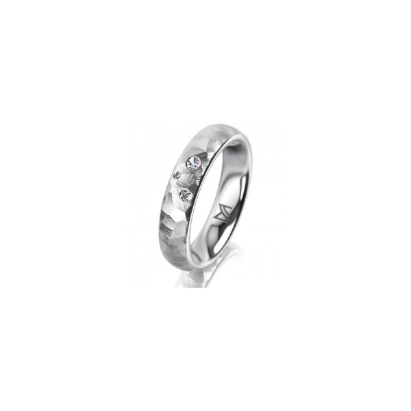 Ring 14 Karat Weissgold 4.5 mm diamantmatt 3 Brillanten G vs Gesamt 0,035ct
