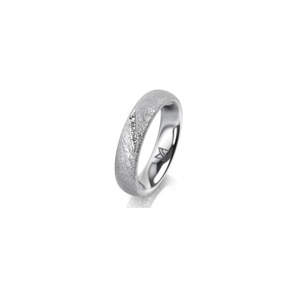 Ring 14 Karat Weissgold 4.5 mm kreismatt 4 Brillanten G vs Gesamt 0,025ct