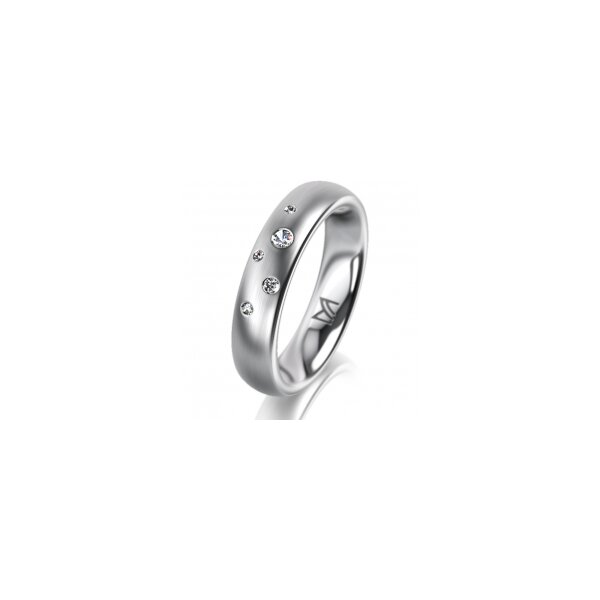 Ring 14 Karat Weissgold 4.5 mm l&auml;ngsmatt 5 Brillanten G vs Gesamt 0,045ct