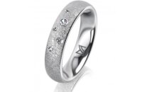 Ring 14 Karat Weissgold 4.5 mm kreismatt 5 Brillanten G...