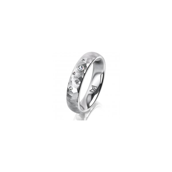 Ring 14 Karat Weissgold 4.5 mm diamantmatt 5 Brillanten G vs Gesamt 0,045ct