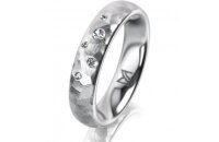 Ring 14 Karat Weissgold 4.5 mm diamantmatt 5 Brillanten G...
