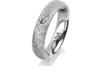 Ring 18 Karat Weissgold 4.5 mm kristallmatt 1 Brillant G...