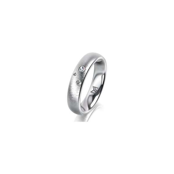 Ring 18 Karat Weissgold 4.5 mm sandmatt 3 Brillanten G vs Gesamt 0,035ct