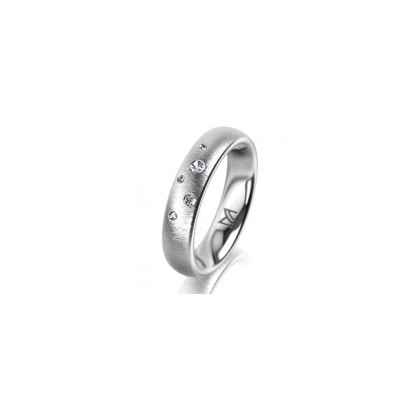 Ring 18 Karat Weissgold 4.5 mm sandmatt 5 Brillanten G vs Gesamt 0,045ct