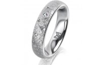 Ring 18 Karat Weissgold 4.5 mm kristallmatt 5 Brillanten...