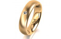 Ring 14 Karat Gelbgold 5.0 mm l&auml;ngsmatt 1 Brillant G...