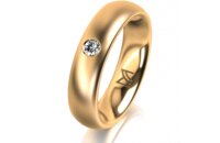 Ring 14 Karat Gelbgold 5.0 mm l&auml;ngsmatt 1 Brillant G...