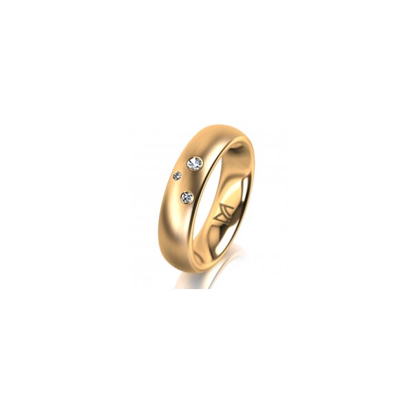 Ring 14 Karat Gelbgold 5.0 mm l&auml;ngsmatt 3 Brillanten G vs Gesamt 0,040ct