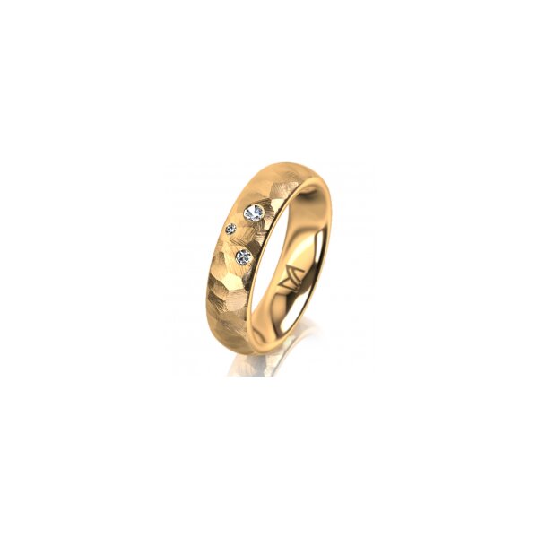 Ring 14 Karat Gelbgold 5.0 mm diamantmatt 3 Brillanten G vs Gesamt 0,040ct
