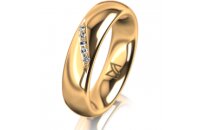 Ring 14 Karat Gelbgold 5.0 mm poliert 5 Brillanten G vs...