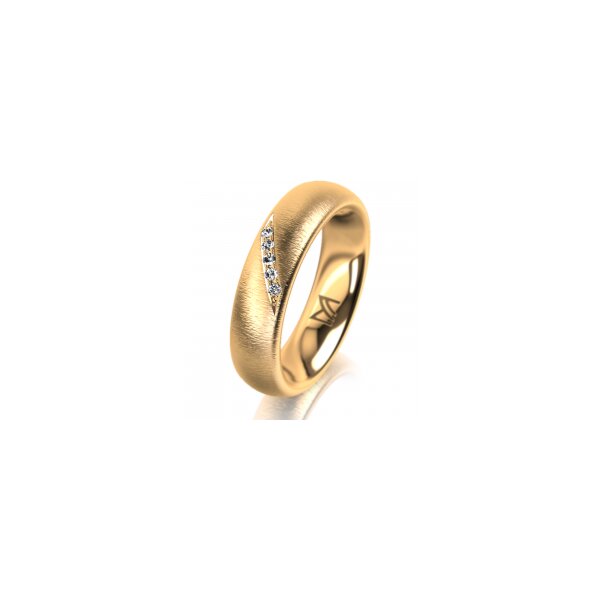 Ring 14 Karat Gelbgold 5.0 mm sandmatt 5 Brillanten G vs Gesamt 0,035ct