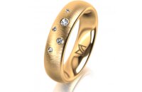 Ring 14 Karat Gelbgold 5.0 mm sandmatt 5 Brillanten G vs...