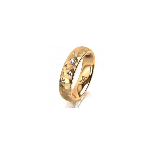 Ring 14 Karat Gelbgold 5.0 mm diamantmatt 5 Brillanten G vs Gesamt 0,055ct
