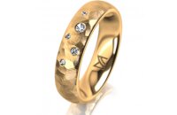 Ring 14 Karat Gelbgold 5.0 mm diamantmatt 5 Brillanten G...