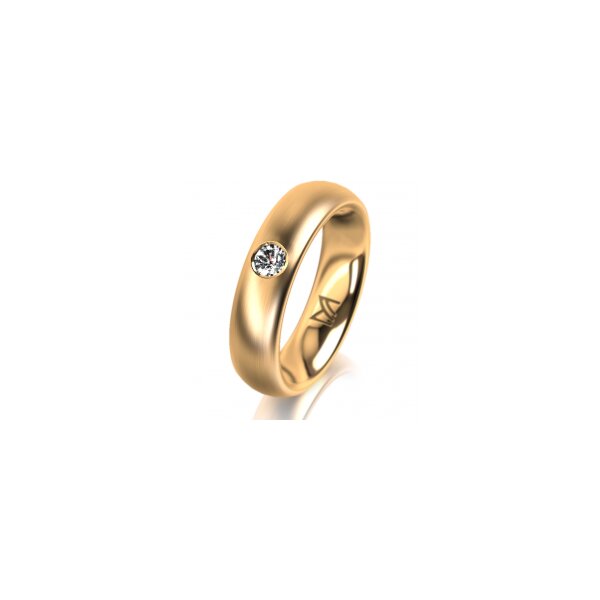 Ring 14 Karat Gelbgold 5.0 mm längsmatt 1 Brillant G vs 0,110ct