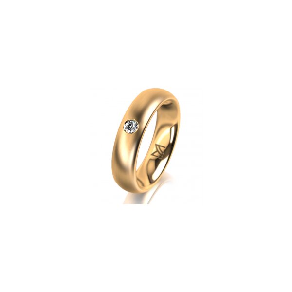 Ring 18 Karat Gelbgold 5.0 mm längsmatt 1 Brillant G vs 0,065ct