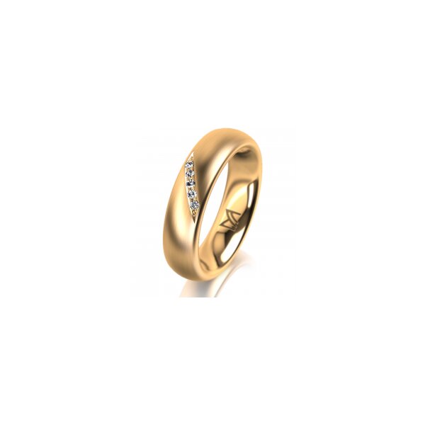 Ring 18 Karat Gelbgold 5.0 mm l&auml;ngsmatt 5 Brillanten G vs Gesamt 0,035ct
