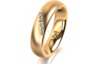 Ring 18 Karat Gelbgold 5.0 mm l&auml;ngsmatt 5 Brillanten...