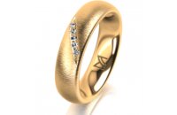 Ring 18 Karat Gelbgold 5.0 mm sandmatt 5 Brillanten G vs...