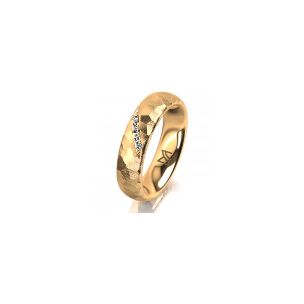 Ring 18 Karat Gelbgold 5.0 mm diamantmatt 5 Brillanten G vs Gesamt 0,035ct
