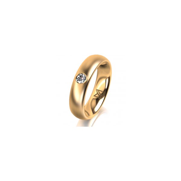 Ring 18 Karat Gelbgold 5.0 mm l&auml;ngsmatt 1 Brillant G vs 0,110ct