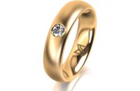 Ring 18 Karat Gelbgold 5.0 mm l&auml;ngsmatt 1 Brillant G...