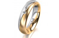 Ring 14 Karat Gelb-/Weissgold 5.0 mm l&auml;ngsmatt 1...