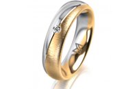 Ring 14 Karat Gelb-/Weissgold 5.0 mm sandmatt 1 Brillant...