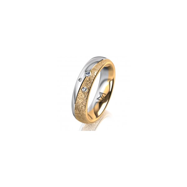 Ring 14 Karat Gelb-/Weissgold 5.0 mm kristallmatt 3 Brillanten G vs Gesamt 0,040ct