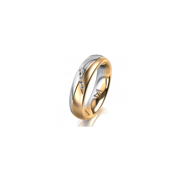Ring 14 Karat Gelb-/Weissgold 5.0 mm längsmatt 5 Brillanten G vs Gesamt 0,035ct