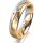 Ring 14 Karat Gelb-/Weissgold 5.0 mm längsmatt 5 Brillanten G vs Gesamt 0,055ct