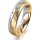 Ring 14 Karat Gelb-/Weissgold 5.0 mm sandmatt 5 Brillanten G vs Gesamt 0,055ct