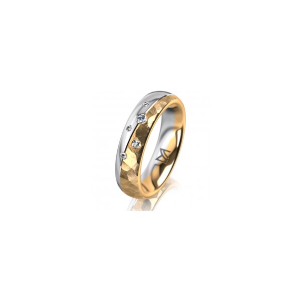 Ring 14 Karat Gelb-/Weissgold 5.0 mm diamantmatt 5 Brillanten G vs Gesamt 0,055ct
