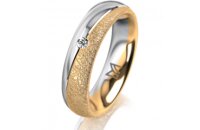 Ring 18 Karat Gelb-/Weissgold 5.0 mm kreismatt 1 Brillant...