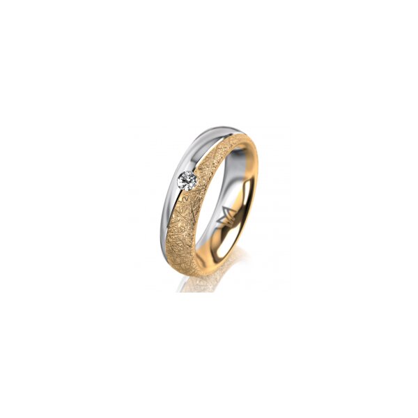 Ring 18 Karat Gelb-/Weissgold 5.0 mm kristallmatt 1 Brillant G vs 0,065ct