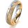 Ring 18 Karat Gelb-/Weissgold 5.0 mm kristallmatt 3 Brillanten G vs Gesamt 0,040ct