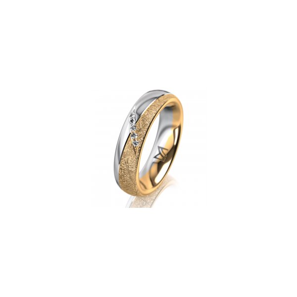 Ring 18 Karat Gelb-/Weissgold 5.0 mm kristallmatt 5 Brillanten G vs Gesamt 0,035ct