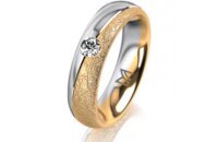 Ring 18 Karat Gelb-/Weissgold 5.0 mm kreismatt 1 Brillant...