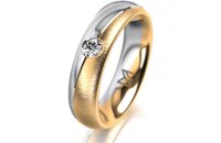 Ring 18 Karat Gelb-/Weissgold 5.0 mm sandmatt 1 Brillant...