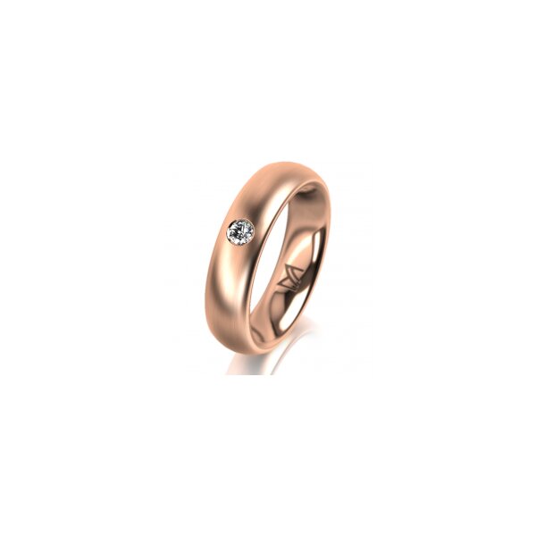 Ring 14 Karat Rotgold 5.0 mm längsmatt 1 Brillant G vs 0,065ct