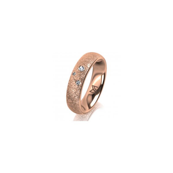Ring 14 Karat Rotgold 5.0 mm kristallmatt 3 Brillanten G vs Gesamt 0,040ct