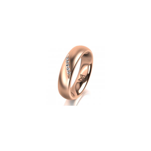Ring 14 Karat Rotgold 5.0 mm l&auml;ngsmatt 5 Brillanten G vs Gesamt 0,035ct