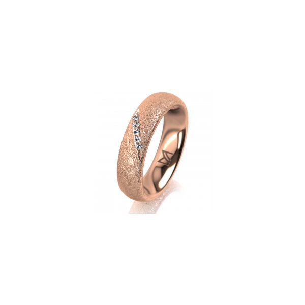 Ring 14 Karat Rotgold 5.0 mm kreismatt 5 Brillanten G vs Gesamt 0,035ct