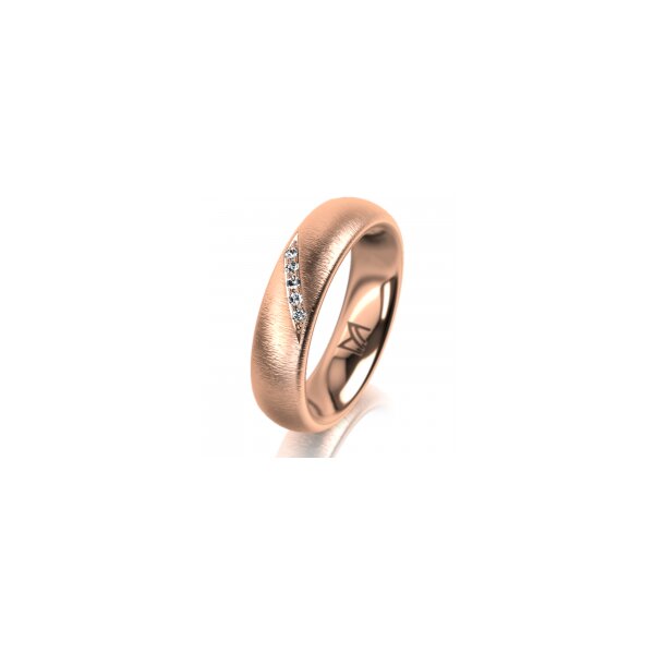 Ring 14 Karat Rotgold 5.0 mm sandmatt 5 Brillanten G vs Gesamt 0,035ct