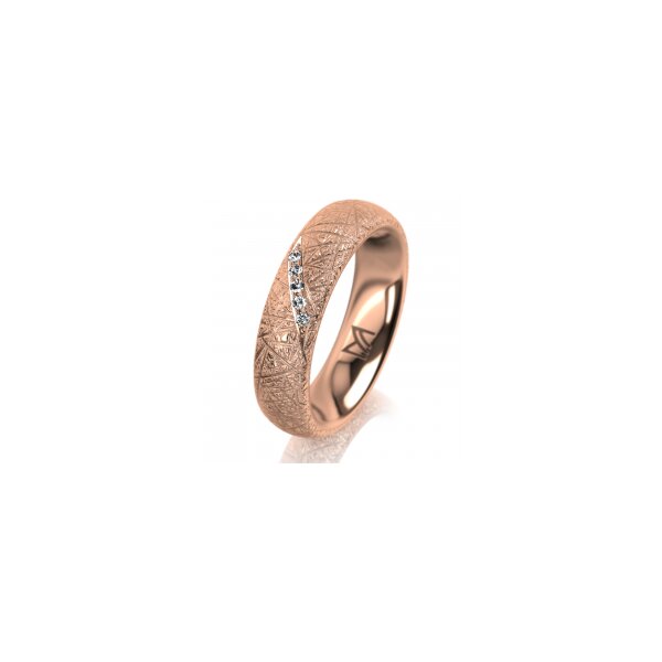 Ring 14 Karat Rotgold 5.0 mm kristallmatt 5 Brillanten G vs Gesamt 0,035ct