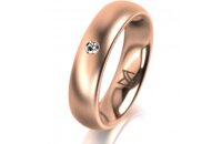 Ring 18 Karat Rotgold 5.0 mm l&auml;ngsmatt 1 Brillant G...