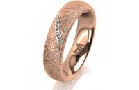Ring 18 Karat Rotgold 5.0 mm kristallmatt 5 Brillanten G...