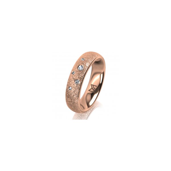 Ring 18 Karat Rotgold 5.0 mm kristallmatt 5 Brillanten G vs Gesamt 0,055ct