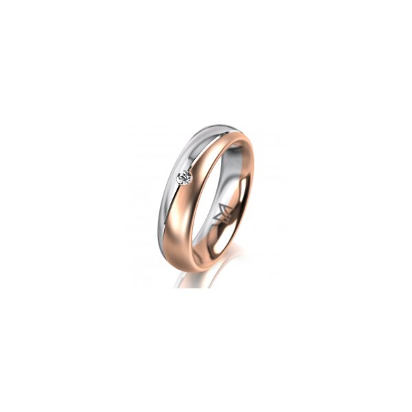 Ring 14 Karat Rot-/Weissgold 5.0 mm l&auml;ngsmatt 1 Brillant G vs 0,025ct